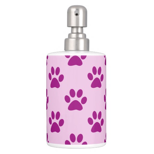 Cute Pink & Purple Puppy Paw Print Pattern Toothbrush Holders