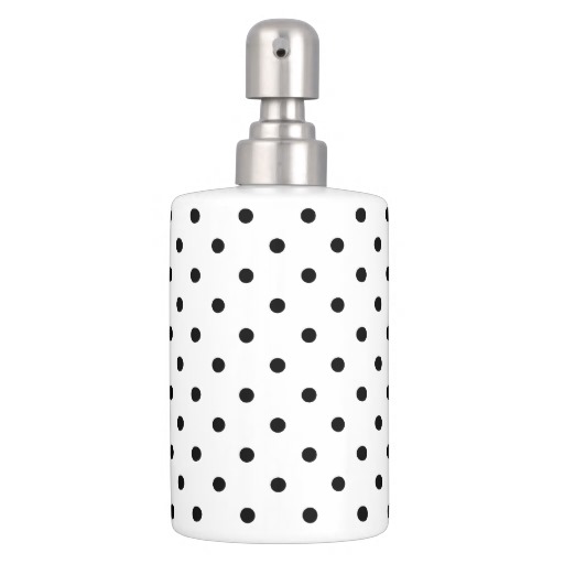 Small Black Polka dots white background Bathroom Set