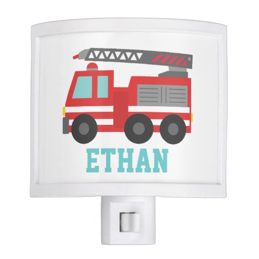 Cute Red Fire Truck for Boys Bedroom Night Light