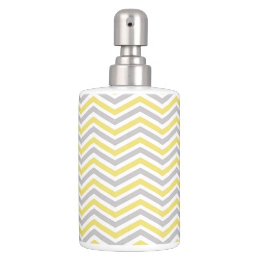 Yellow, Gray, White Chevron Stripe Bathroom Set