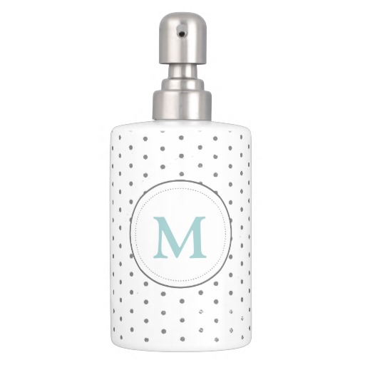 Tiny Gray Polka Dots Monogrammed Bath Set